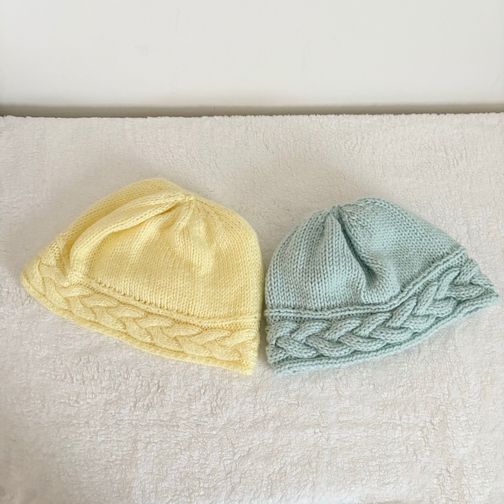 Set of 2 New Handmade Warm Soft Knit Hats